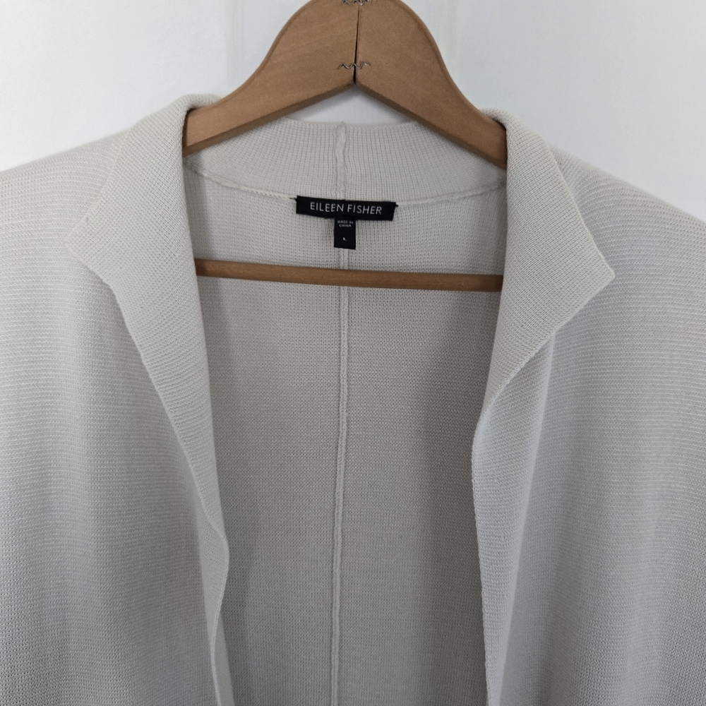 Eileen Fisher Women's Silk Cotton Interlock Cardigan Size L Lagenlook Minimalist - Picture 3 of 12